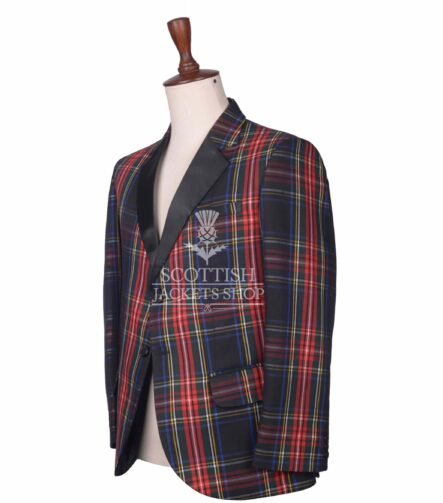 Black Stewart Tartan Scottish Jacket