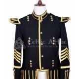 Black Wool with Gold Braiding Military Doublet Jacket