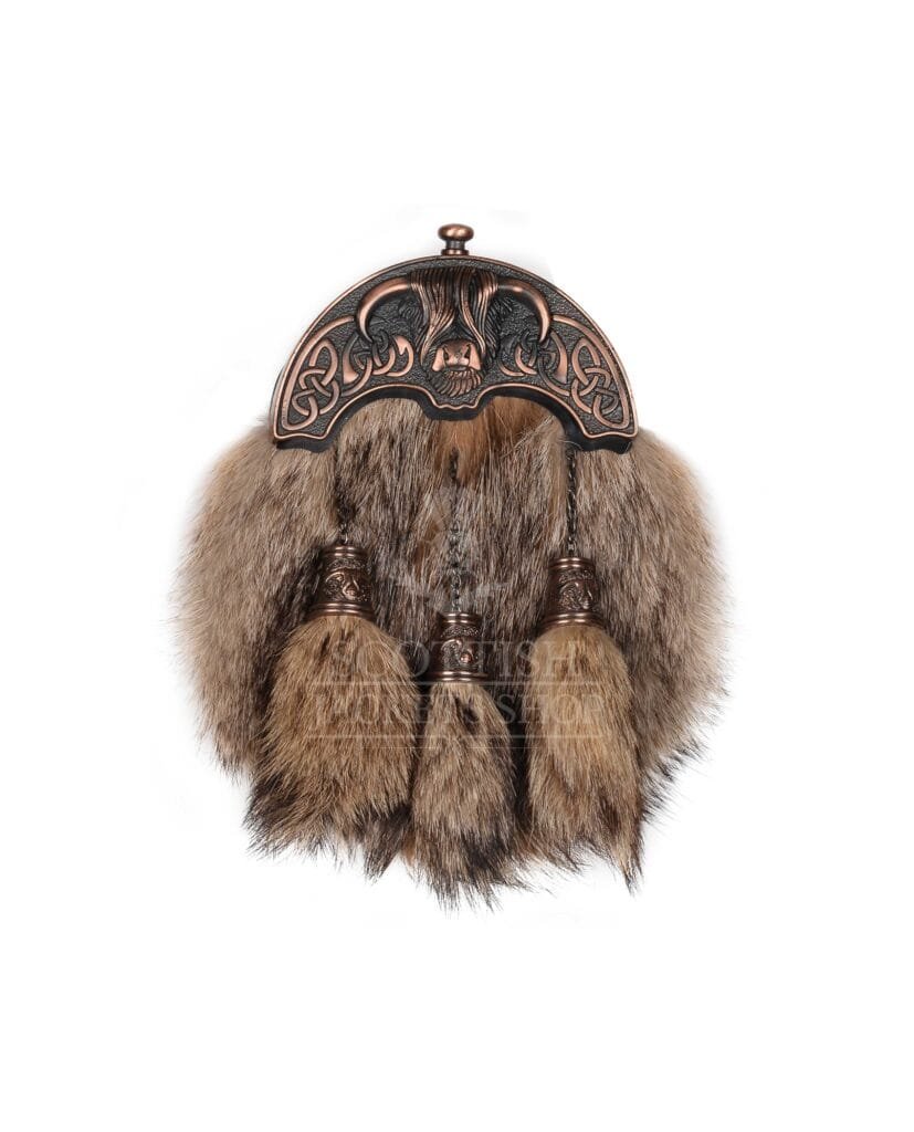 Coyote Fur Full Dress Sporran Bronze Highland Cow Cantle