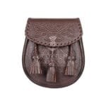 Brown Leather Celtic Embossed Scottish Kilt Sporran