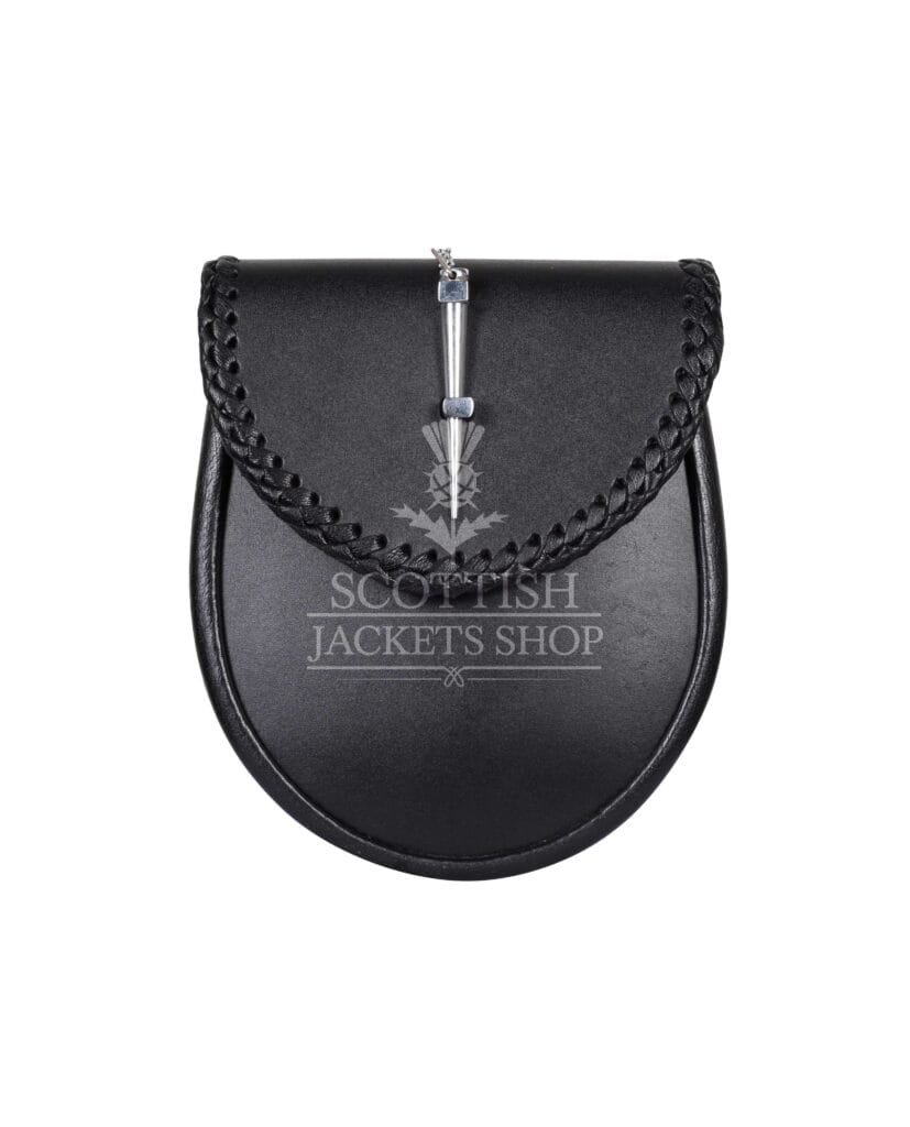 Black Leather Scottish Kilt Sporran Pin Lock