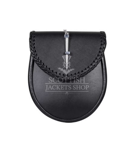 Black Leather Scottish Kilt Sporran Pin Lock