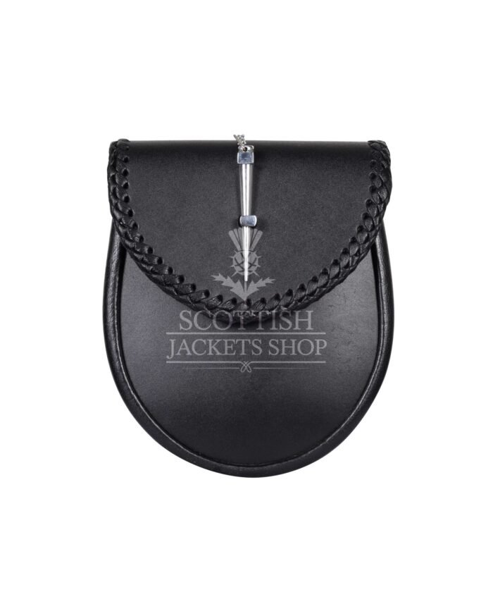 Black Leather Scottish Kilt Sporran Pin Lock