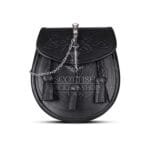 Pin Lock Embossed Black Leather Day Sporran