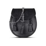 Pin Lock Embossed Black Leather Day Sporran