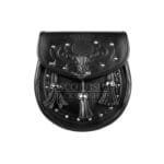 Thistle Embossed Black Leather Day Sporran