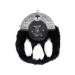 Two Tone Rabbit Fur Full Dress Sporran Silver Cantle