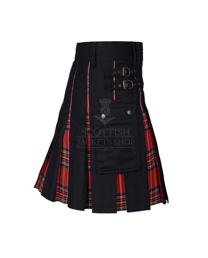 Royal Stewart Tartan Black Cotton Hybrid Utility Kilt