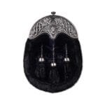 Black Seal Fur Full Dress Sporran Stag Head Antique Black Cantle