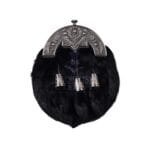 Black Rabbit Fur Full Dress Sporran Nickle Brushed Thistle Cantle