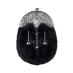 Black Seal Fur Full Dress Sporran Stag Head Silver Cantle