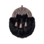 Black Rabbit Fur Full Dress Sporran Bronze Thistle Cantle