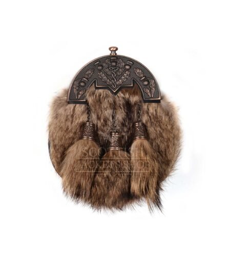 Coyote Fur Full Dress Sporran Bronze Thistle Cantle