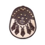 Brown Leather Hunting White Fur and 5 Tassels Sporran