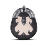 Black Leather Hunting White Fur Silver Cantle Sporran