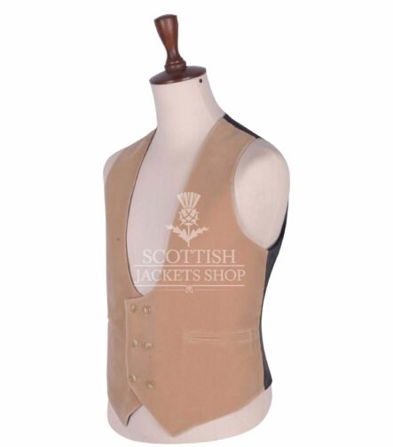 Tan Velvet Double Breasted Kilt Waistcoat