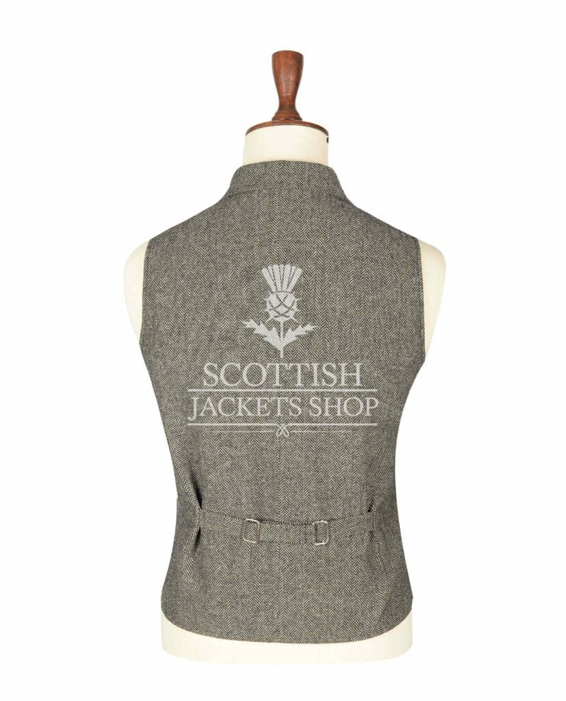 Brown Tweed Wool Waistcoat For Men