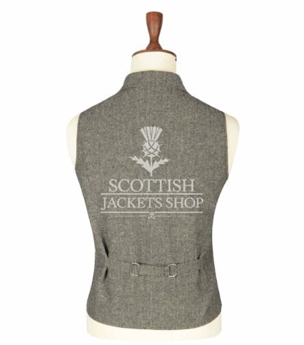 Brown Tweed Wool Waistcoat For Men