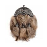 Coyote Fur Full Dress Sporran Nickle Cow Head Cantle
