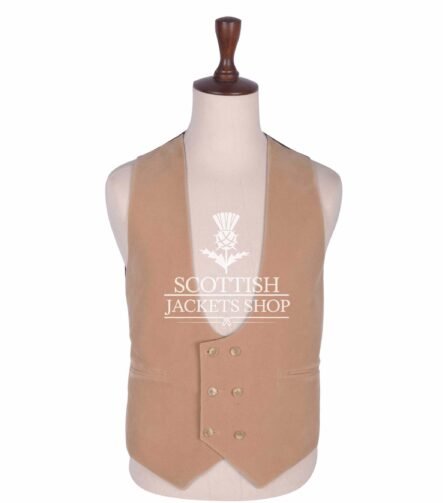 Tan Velvet Double Breasted Kilt Waistcoat