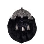 Black Rabbit Fur Antique Black Thistle Cantle Sporran
