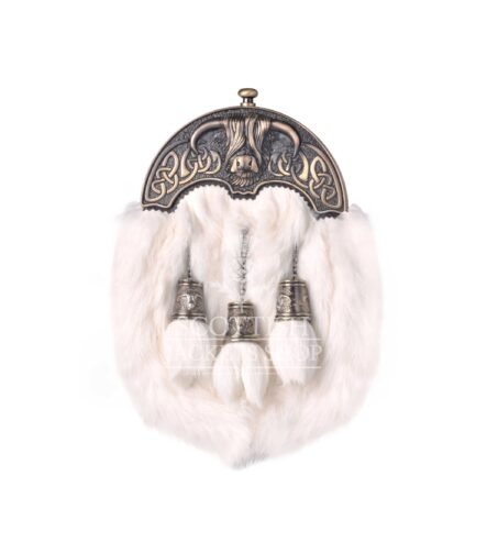 Brass Highland Cow White Rabbit Full Dress Sporran