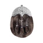 Dark Brown Seal Fur Full Dress Sporran Silver Stag Head Cantle