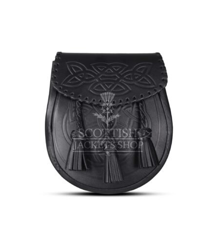 Embossed Black Leather Day Sporran