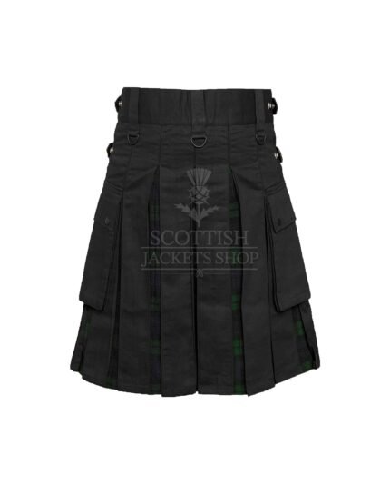 Black Watch Tartan Black Cotton Hybrid Utility Kilt