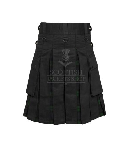 Black Watch Tartan Black Cotton Hybrid Utility Kilt
