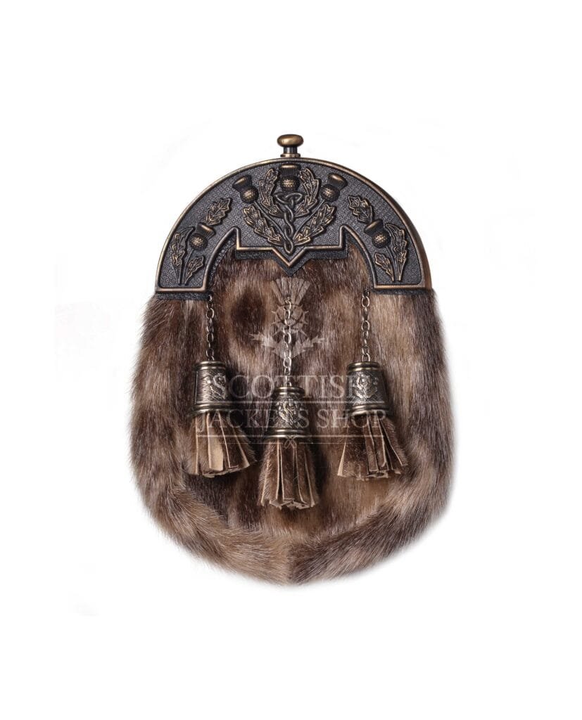 Brass Thistle Seal Fur Full Dress Sporran