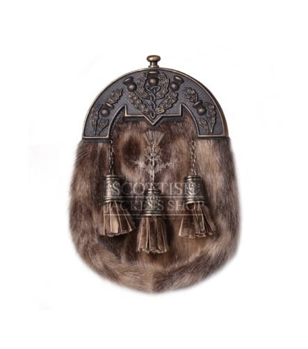 Brass Thistle Seal Fur Full Dress Sporran
