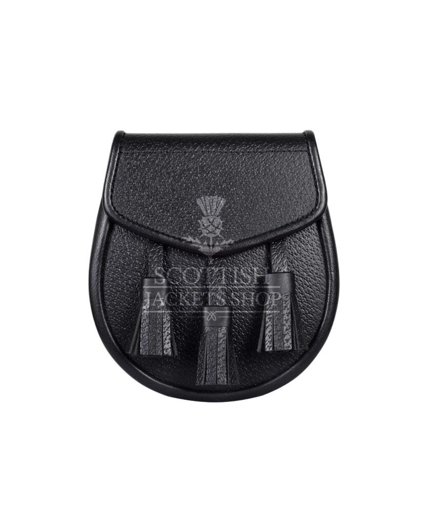 Black Leather Scottish Kilt Day Sporran
