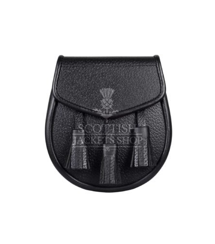 Black Leather Scottish Kilt Day Sporran