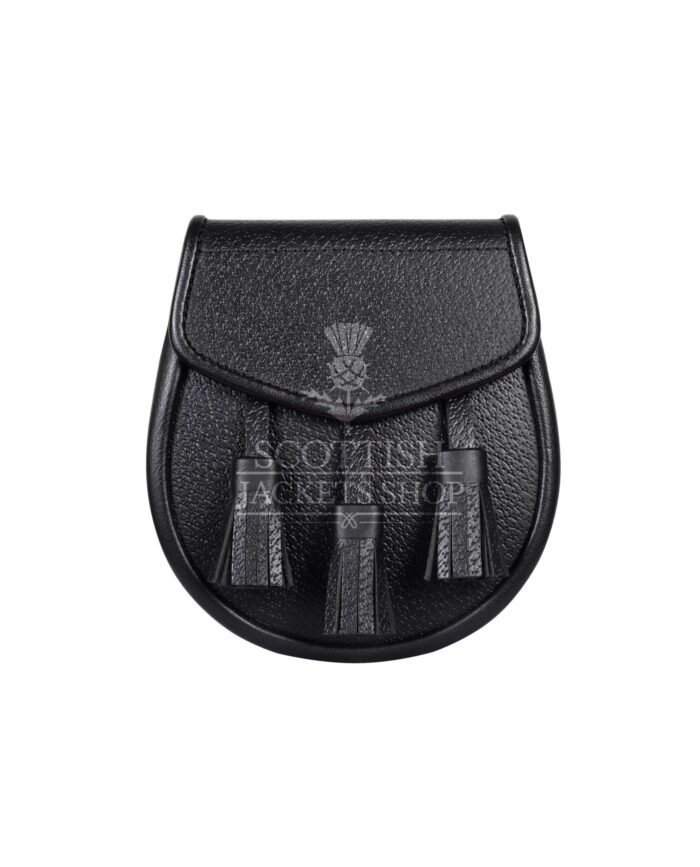 Black Leather Scottish Kilt Day Sporran
