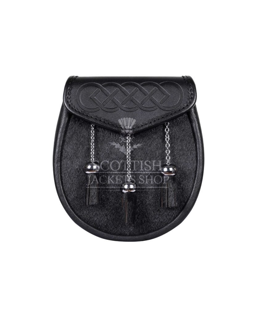 Black Semi Dress Celtic Knots Embossed Sporran