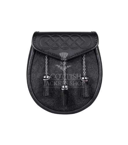 Black Semi Dress Celtic Knots Embossed Sporran