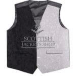 White and Black Brocade Two Tone Hybrid Waistcoat