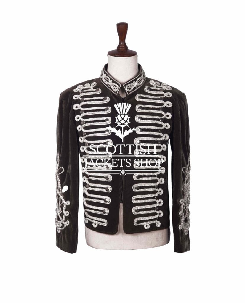 Black Velvet White Braided Hussar Jacket