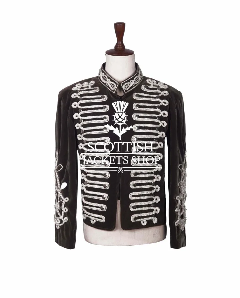 Black Velvet White Braided Hussar Jacket