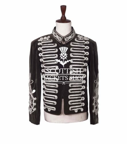 Black Velvet White Braided Hussar Jacket