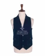 Turquoise Blue Velvet Waistcoat For Men