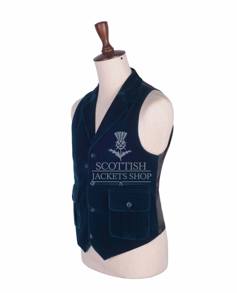 Torquise Blue Velvet Waistcoat