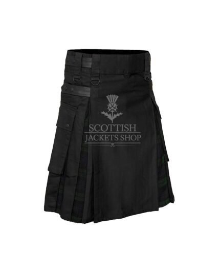 Black Watch Tartan Black Cotton Hybrid Utility Kilt