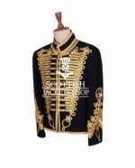 Black Wool Gold Braided Hussar Jacket