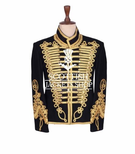 Black Wool Gold Braided Hussar Jacket