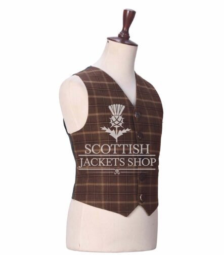 Brown Wool 5 Buttons Argyll Waistcoat