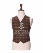 Brown Wool 5 Buttons Argyll Waistcoat