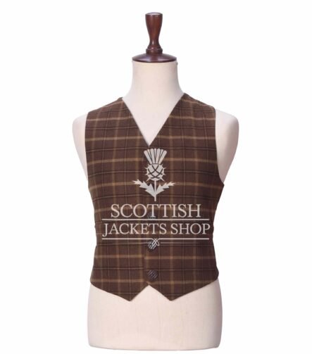 Brown Wool 5 Buttons Argyll Waistcoat
