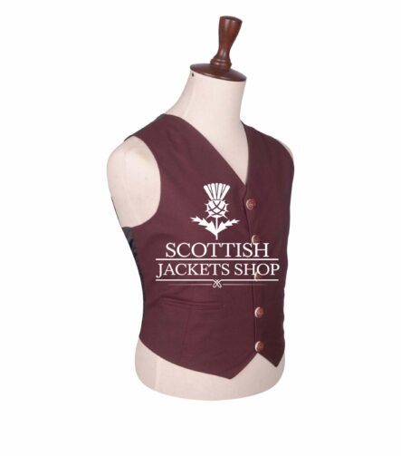 Burgundy Wool Crail Waistcoat